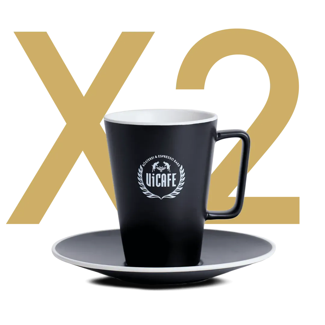 ViCAFE Kaffeetasse mit Unterteller – stilvoller Becher für Espresso und Cappuccino