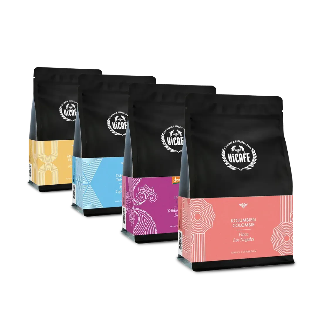 ViCAFE Special Lot Kaffee Bundle mit Kolumbien Los Nogales Indien Yellikodige Demeter Tansania Mondul und Aethiopien Miju Spezialitätenkaffee
