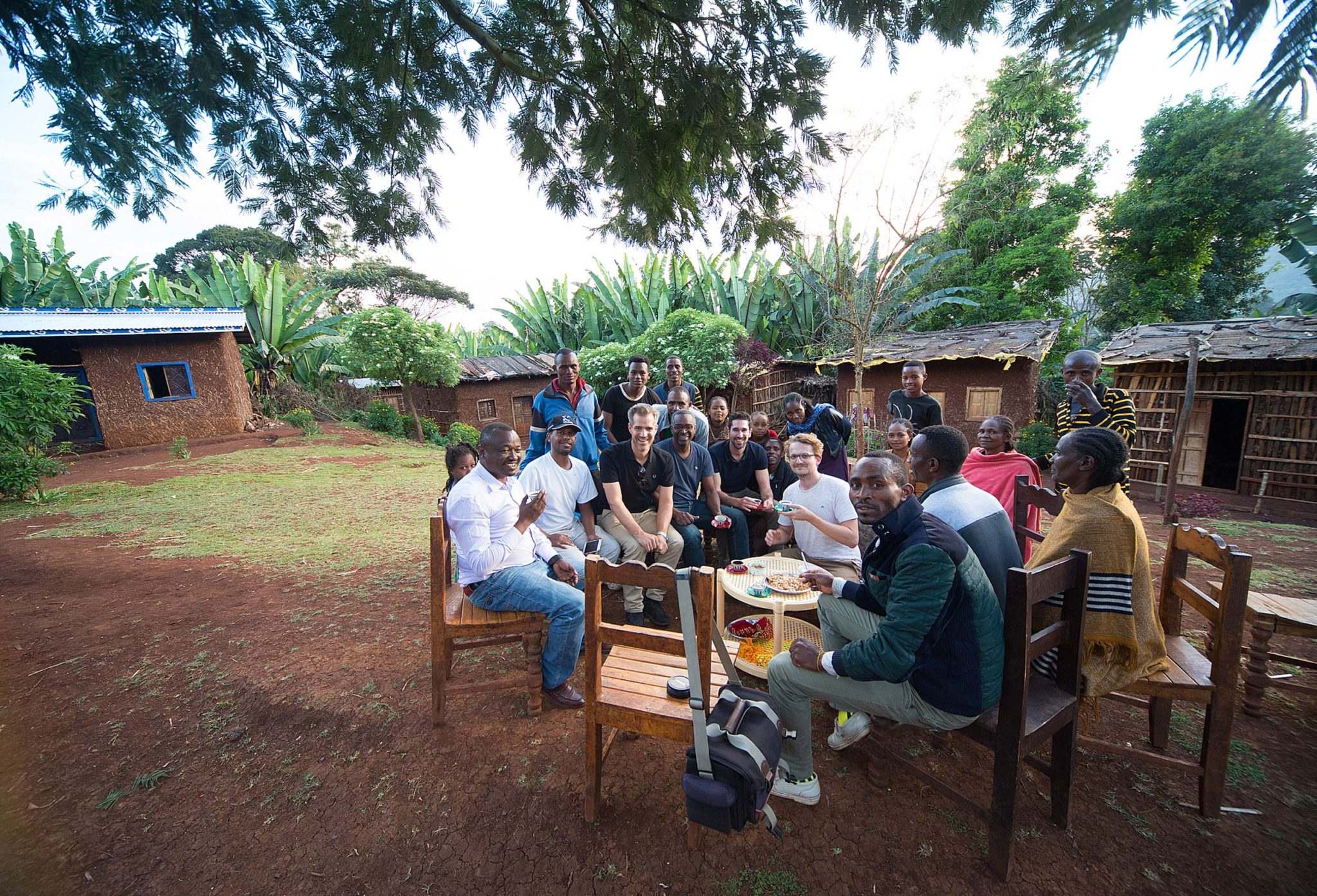 discussion with alemayehu and his family on his coffee farm