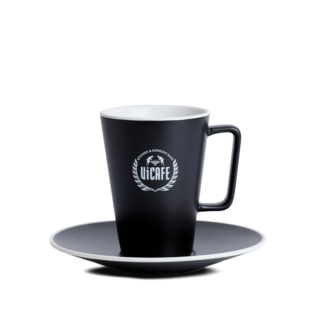 ViCAFE Kaffeetasse mit Unterteller – stilvoller Becher für Espresso und Cappuccino