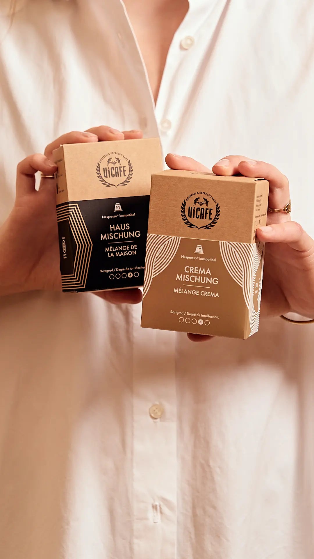 ViCAFE Hausmischung Kaffeekapseln – nachhaltige Spezialitätenkaffee-Kapseln aus der Kaffeerösterei Zürich, direkt online im ViCAFE Shop erhältlich.